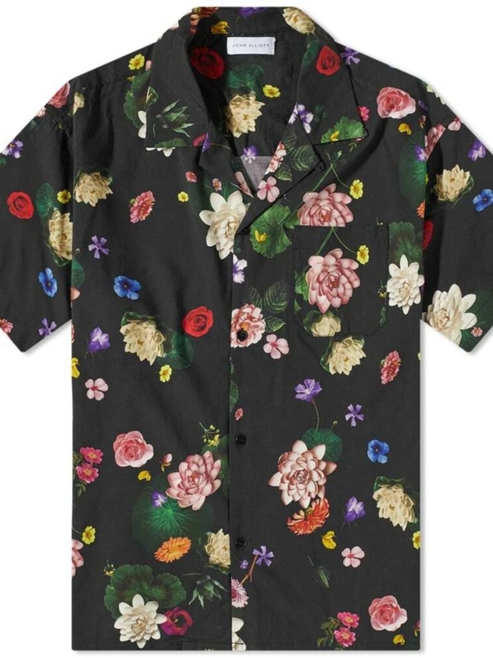 John Elliott Black Floral Button Down Shirt